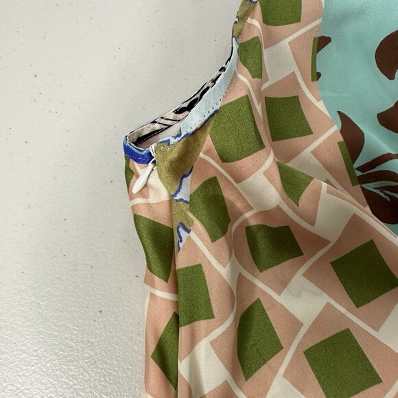 Zara Patchwork Print Satin Top Size L Faux Wrap Floral - Picture 3 of 11